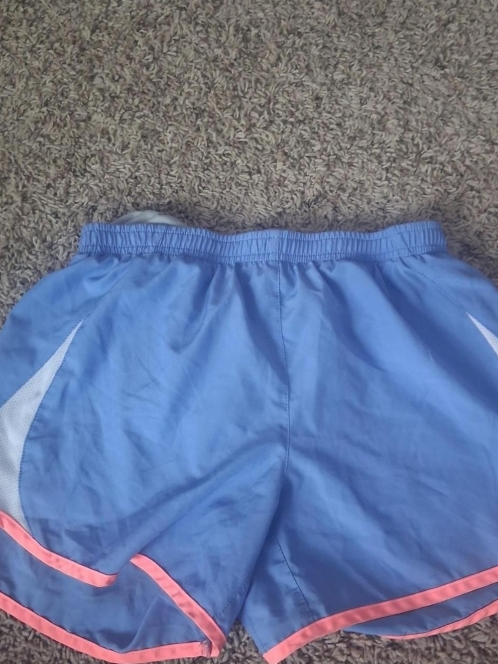Nike Light Blue Women's Athletic Shorts with Pink Trim